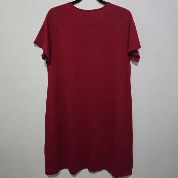 J JILL Red Cotton T-Shirt Dress with Short Sleeves and Pockets Size 1X - Picture 4 of 11